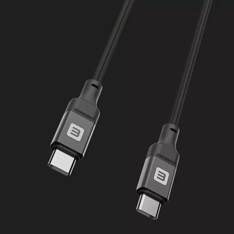 Evelatus špirálový USB-C na USB-C kábel 1,2 m 60 W PD opletený čierny