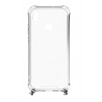 Evelatus Huawei P Smart 2019 silikónový transparentný s náhrdelníkom TPU pásik strieborný