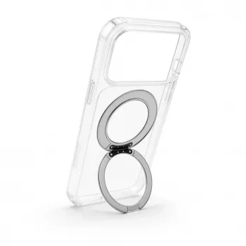 Evelatus hybridové puzdro s MagSafe a 360° kovovým stojanom pre iPhone 17 Pro Max, priehľadné