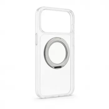Evelatus hybridové puzdro s MagSafe a 360° kovovým stojanom pre iPhone 17 Pro Max, priehľadné