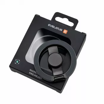 Evelatus magnetický kovový krúžkový držiak na telefón čierny