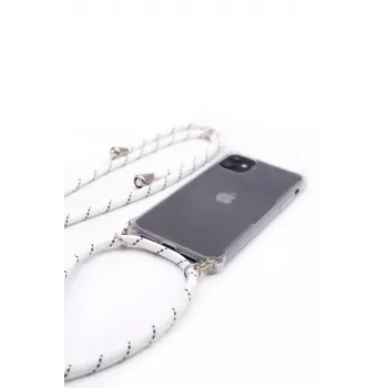 Evelatus Samsung Galaxy A30s puzdro s lanom biele pruhy transparentné