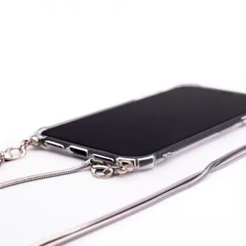 Evelatus Samsung Galaxy S10 silikónové transparentné s náhrdelníkom TPU pásik strieborná