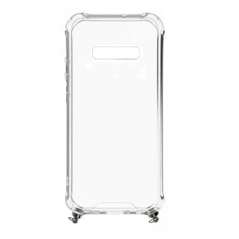 Evelatus Samsung Galaxy S10 silikónové transparentné s náhrdelníkom TPU pásik strieborná