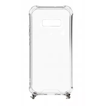 Evelatus Samsung Galaxy S10e silikónové transparentné s retiazkou TPU pásik strieborné