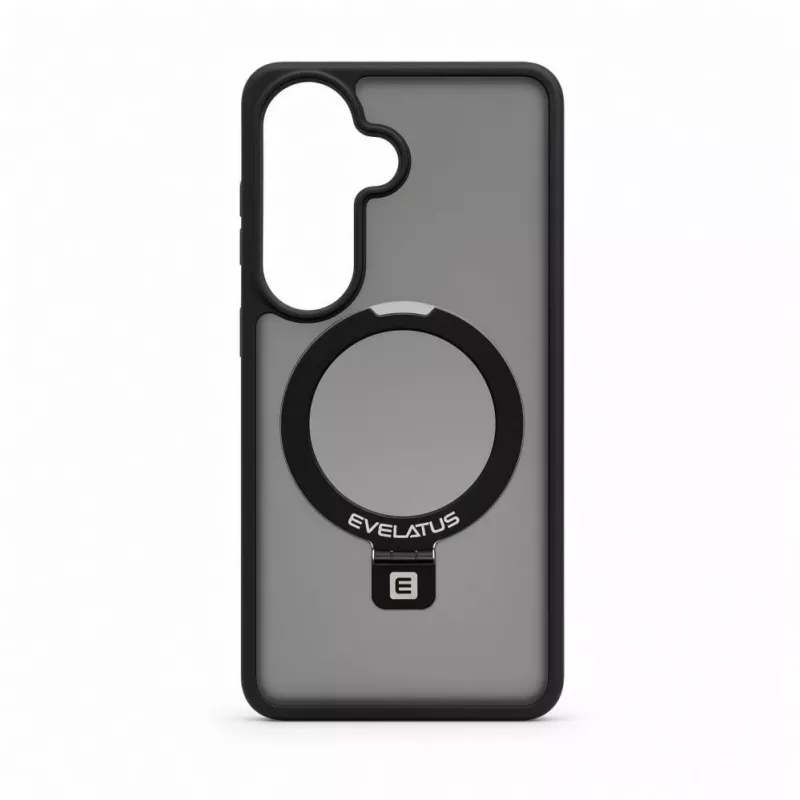 Evelatus Samsung Galaxy S26 Shield puzdro s MagSafe a stojanom, matný prstenec, čierna