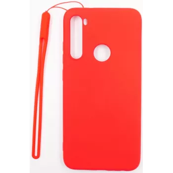 Evelatus Soft Touch silikónové puzdro s pásikom pre Xiaomi Redmi Note 8 / Redmi Note 8 2021 - červené