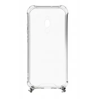Evelatus Xiaomi Redmi 8 silikónové transparentné s retiazkou TPU pásik strieborné