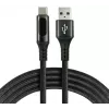everActive CBB-1CBL USB-A na USB-C pletený kábel s LCD indikátorom výkonu, 1m, 3A, čierny