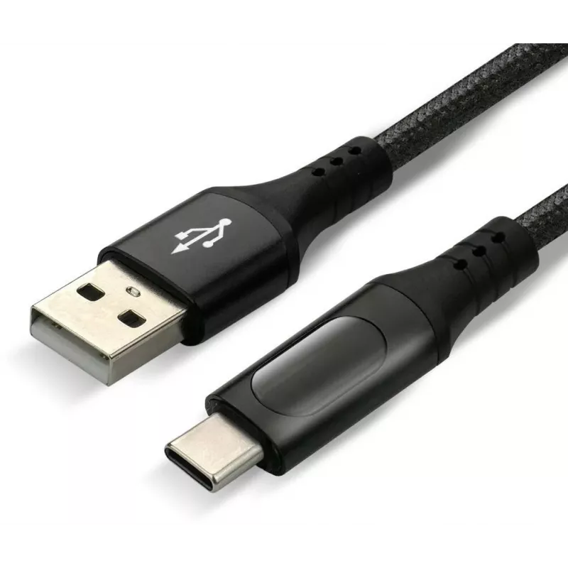 everActive CBB-1CBL USB-A na USB-C pletený kábel s LCD indikátorom výkonu, 1m, 3A, čierny