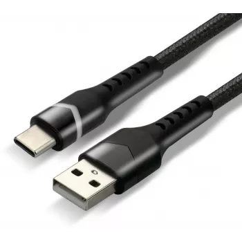 everActive CBB-1CBR USB-A na USB-C RGB-LED pletený kábel 1m 3A čierny
