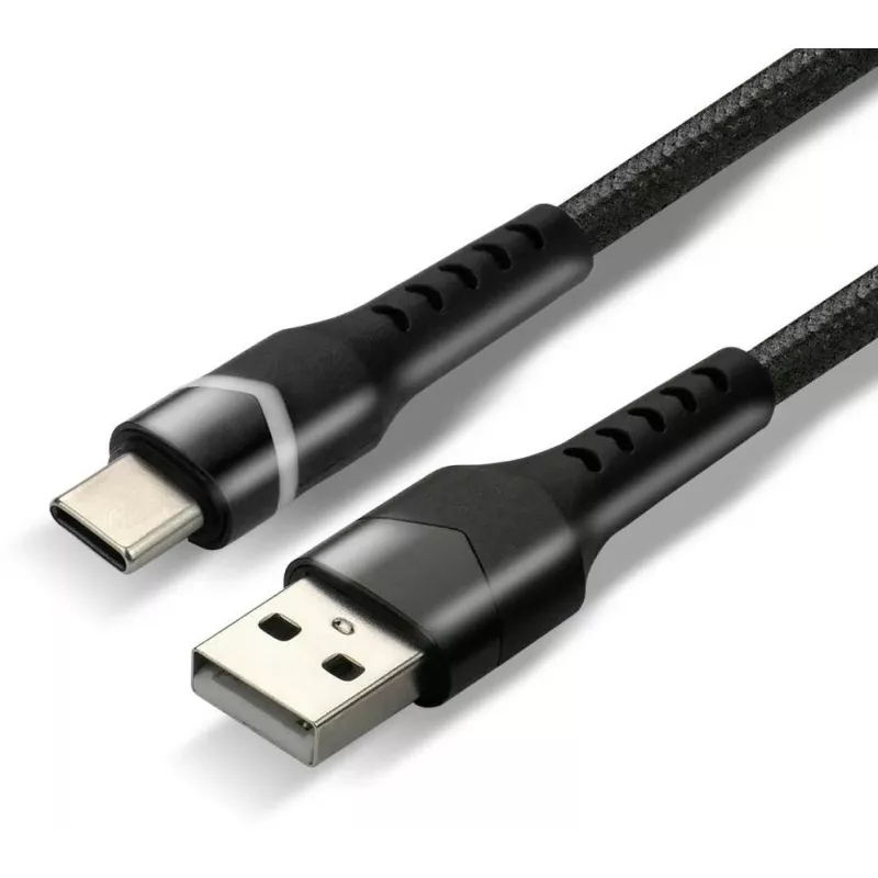 everActive CBB-1CBR USB-A na USB-C RGB-LED pletený kábel 1m 3A čierny