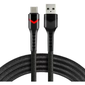 everActive CBB-1CBR USB-A na USB-C RGB-LED pletený kábel 1m 3A čierny