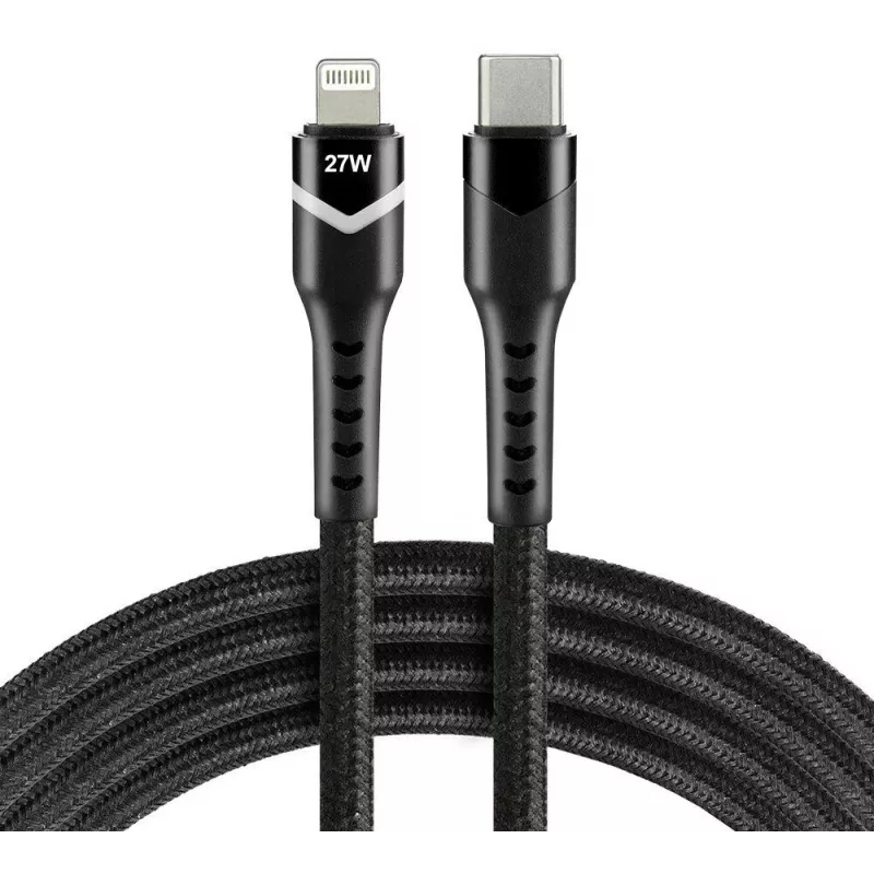 everActive CBB-1CIR USB-C na Lightning RGB LED kábel 1m 27W PD čierny