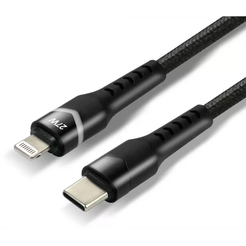everActive CBB-1CIR USB-C na Lightning RGB LED kábel 1m 27W PD čierny