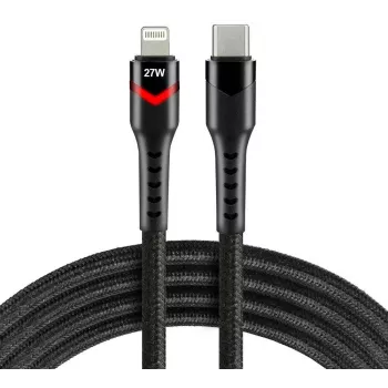 everActive CBB-1CIR USB-C na Lightning RGB LED kábel 1m 27W PD čierny