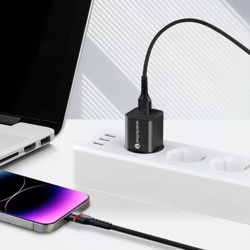 everActive CBB-1IBR USB-A na Lightning RGB LED pletený kábel 1m 2.4A čierny