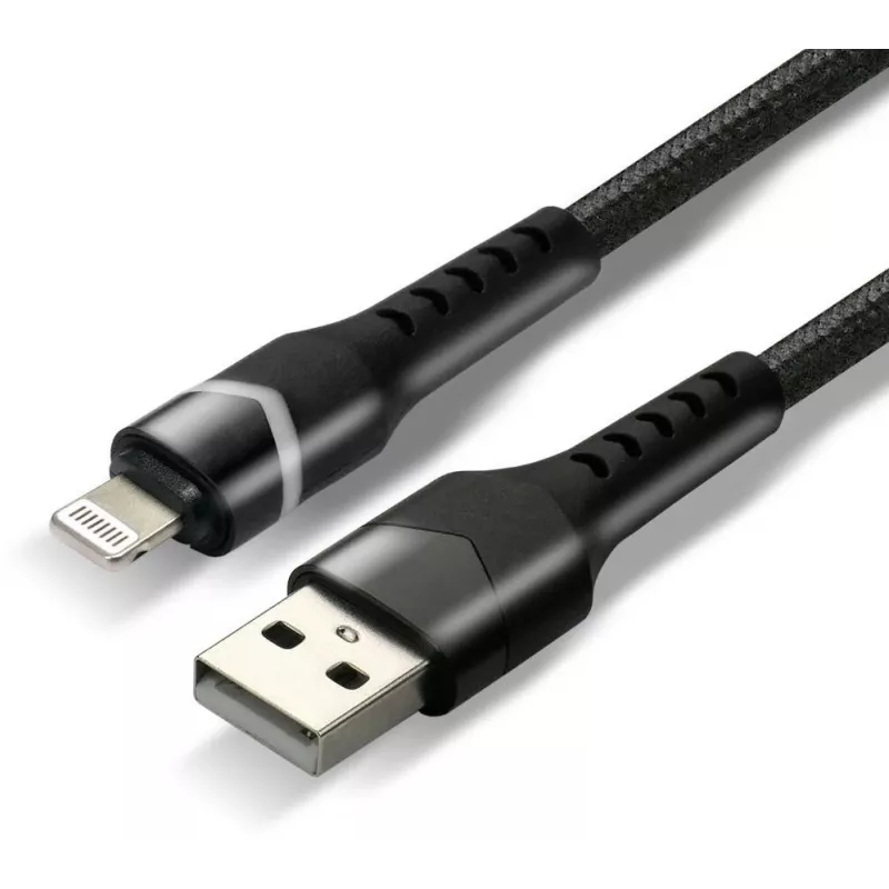 everActive CBB-1IBR USB-A na Lightning RGB LED pletený kábel 1m 2.4A čierny