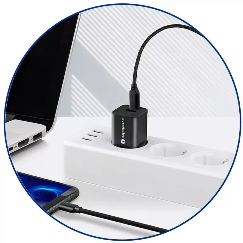 everActive CBB-1PD3 USB-C na USB-C kábel 1 m PD 60W 3A čierny