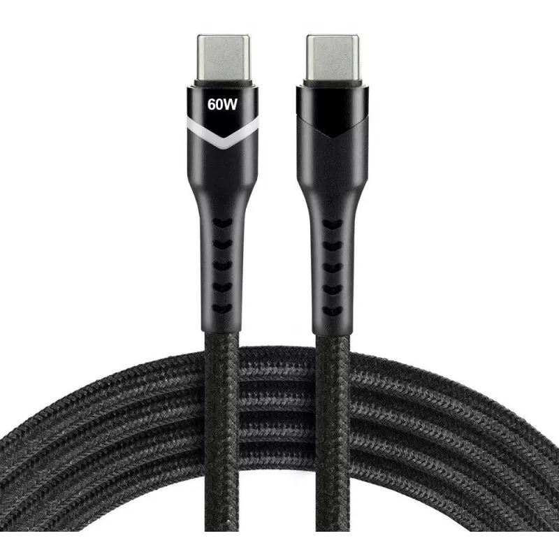 everActive CBB-2PDR USB-C na USB-C RGB LED spletaný kábel 2m 3A 60W Čierny