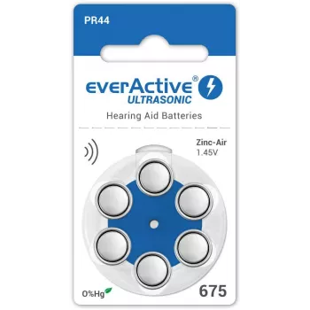 everActive ULTRASONIC 675 zinko-vzdušné batérie do načúvacích prístrojov PR44 (blister 6 ks)