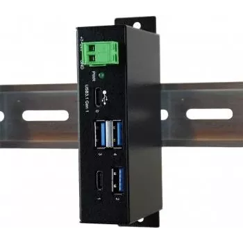 EXSYS EX-1195HMS Industrial 4-port USB 3.1 Gen 1 hub s USB-C, montáž na DIN lištu, 9-48V DC