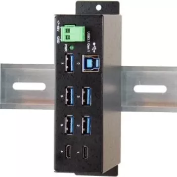 EXSYS EX-1197HMS 7-port USB 3.1 Gen 1 priemyselný DIN-lištový hub s DC napájaním