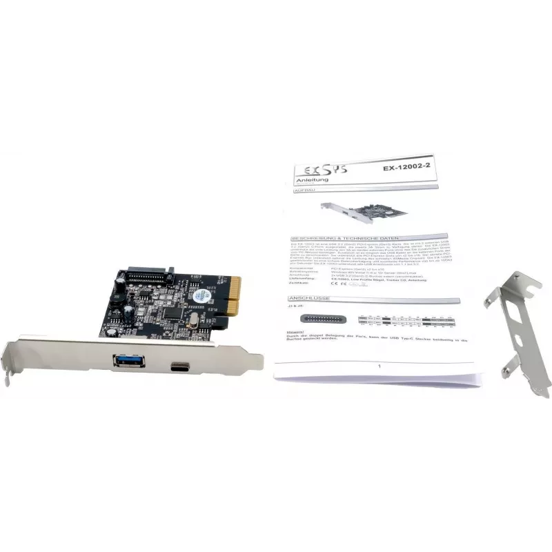 EXSYS EX-12002-2 PCIe x4 na 2-port USB 3.2 Gen 2 Type-A host kontrolér karta