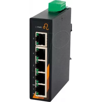 EXSYS EX-6200 5-portový priemyselný Ethernet switch, Unmanaged, 10/100Base-TX, DIN Rail, -40 až 75°C