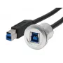 EXSYS panelová montáž USB-B konektor samica na USB-B konektor samec adaptérový kábel, USB 3.2 Gen 1, 30 cm, kovové puzdro EX-49187