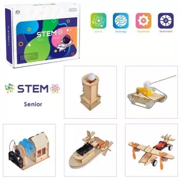 EXTRA DIGITAL drevená stavebnica sada Laboratórium mladého vynálezcu, 5 vzdelávacích modelov