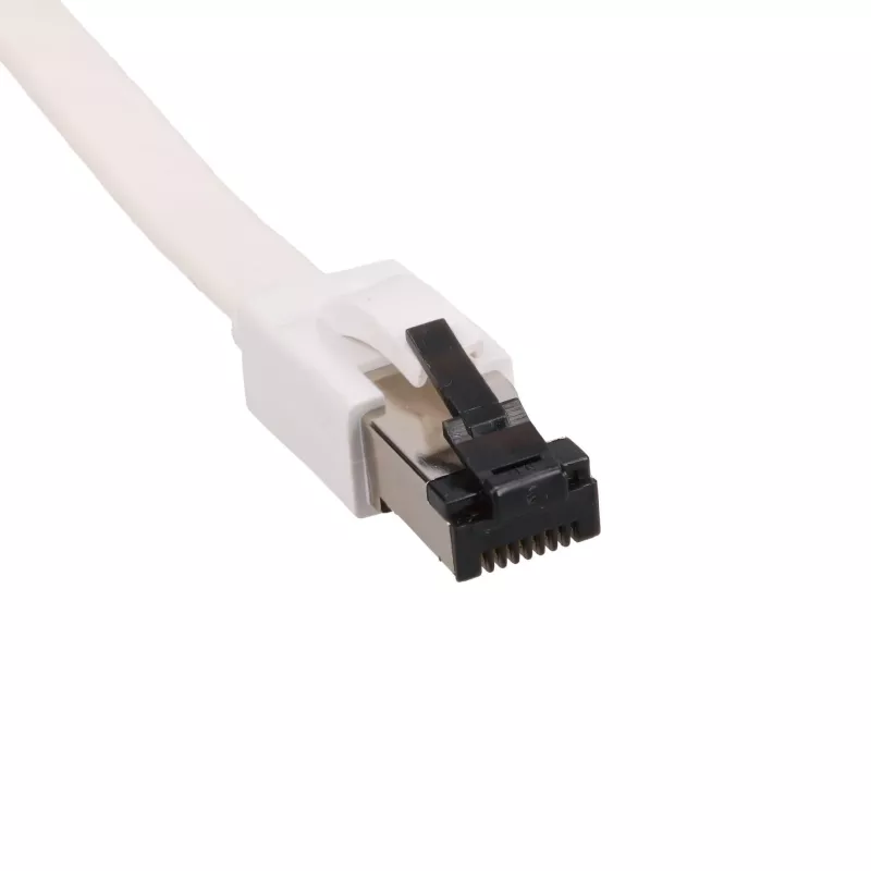 EXTRALINK CAT.8 U/FTP 20m 40G plochý kábel, tienený, patch kábel, meď, biela