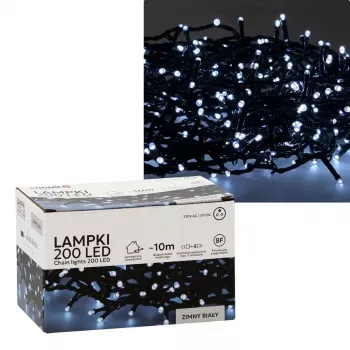 Extralink LED svetelná reťaz 200 LED studená biela 10m + 3m IP44 interiér/exteriér