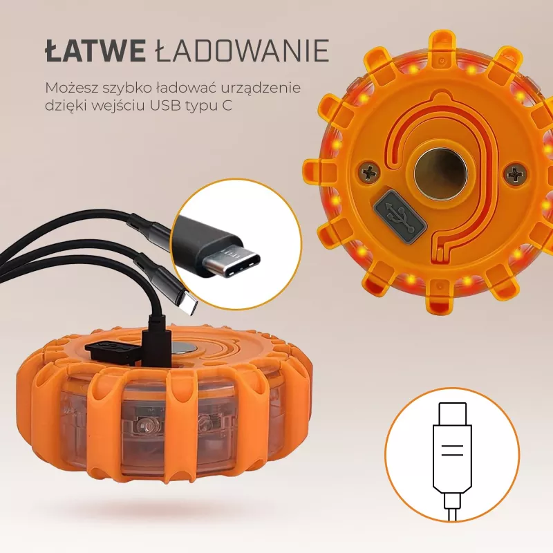 Extralink Smartlife LED výstražné svetlo, USB-C, jantárové, IP67