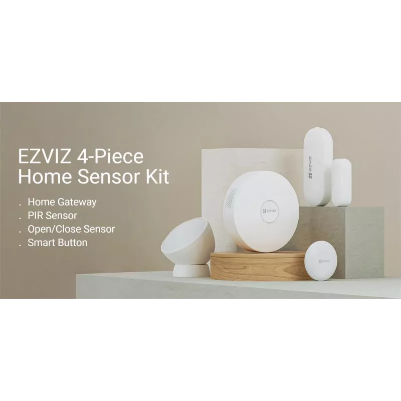 EZVIZ CS-B1 Home Sensor Kit – Zigbee 3.0 gateway, PIR pohybový senzor a kontaktný senzor, Wi-Fi, 90 dB siréna, biela