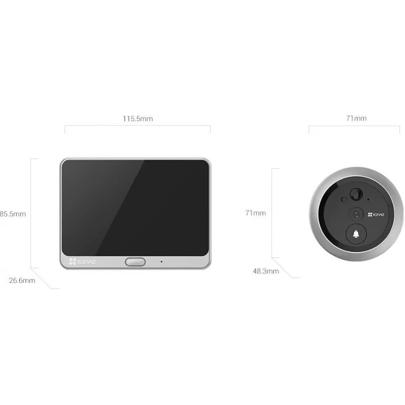 Ezviz CS-CP4 2MP Wi-Fi digitálny kukátko s 4,3-palcovým displejom, strieborný