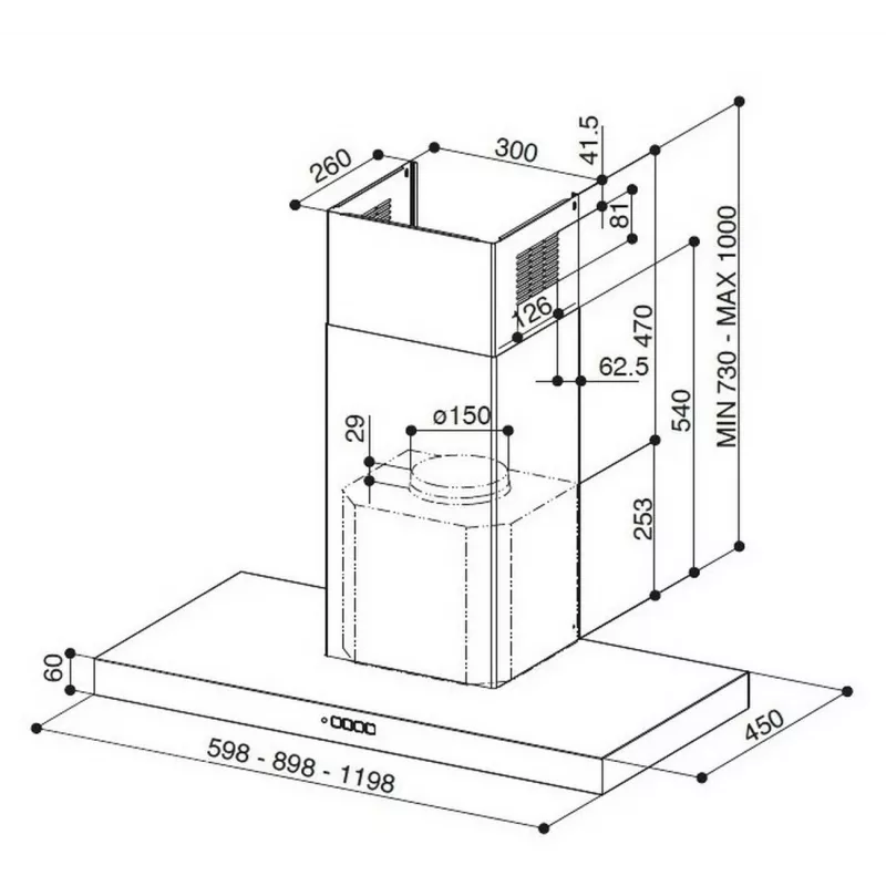 Faber Stilo Comfort BK Matt A90 90 cm nástenný digestor, matná čierna, 670 m³/h