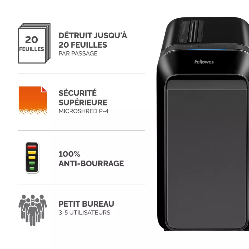 Fellowes Powershred LX221 mikrokrájač skartovačka, 17 listov, bezpečnosť P-5, 30L nádoba, čierna 5050401