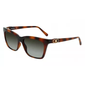Ferragamo SF1027S-214 dámske slnečné okuliare Havana acetát hranaté hnedý gradient 55 mm