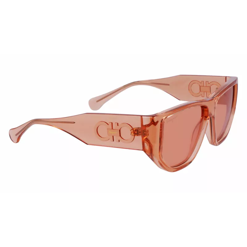 Ferragamo SF1077S-838 unisex slnečné okuliare pilot lesklé ružové zlato hnedý gradient 56/13/140 mm