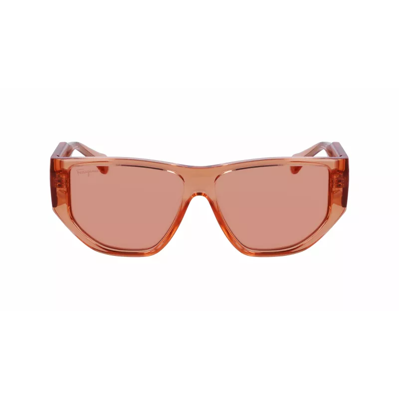 Ferragamo SF1077S-838 unisex slnečné okuliare pilot lesklé ružové zlato hnedý gradient 56/13/140 mm