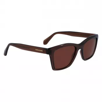 FERRAGAMO SF2001S-232 unisex slnečné okuliare Havana hnedý hranatý acetátový rám hnedé šošovky 54/20/145 mm