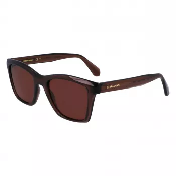 FERRAGAMO SF2001S-232 unisex slnečné okuliare Havana hnedý hranatý acetátový rám hnedé šošovky 54/20/145 mm