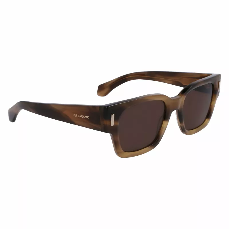 Ferragamo SF2010S-319 slnečné okuliare pánske zelená Havana hranaté acetát 52 mm