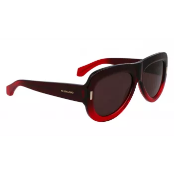 FERRAGAMO SF2029SE-615 dámske slnečné okuliare - červený acetátový rám, sivé gradientové šošovky, 57 mm