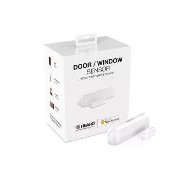 Fibaro Dverový/okenný senzor 2 pre Apple HomeKit – biely, Bluetooth Low Energy, integrovaný teplotný senzor