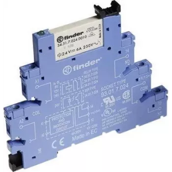 Finder 38 séria rozhrania reléový modul, 1 CO 6A, 12V DC cievka, 6,2mm, Push-in 38.51.7.012.5050