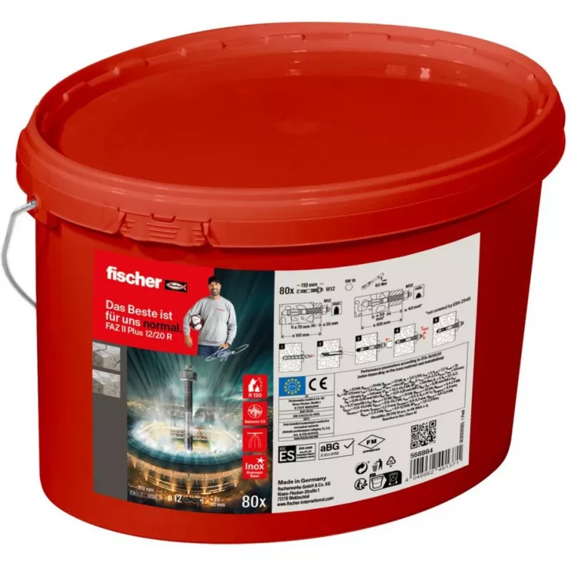 FISCHER Bolzenanker FAZ II Plus 12/20 R – nerez A4, 80 kusov balenie