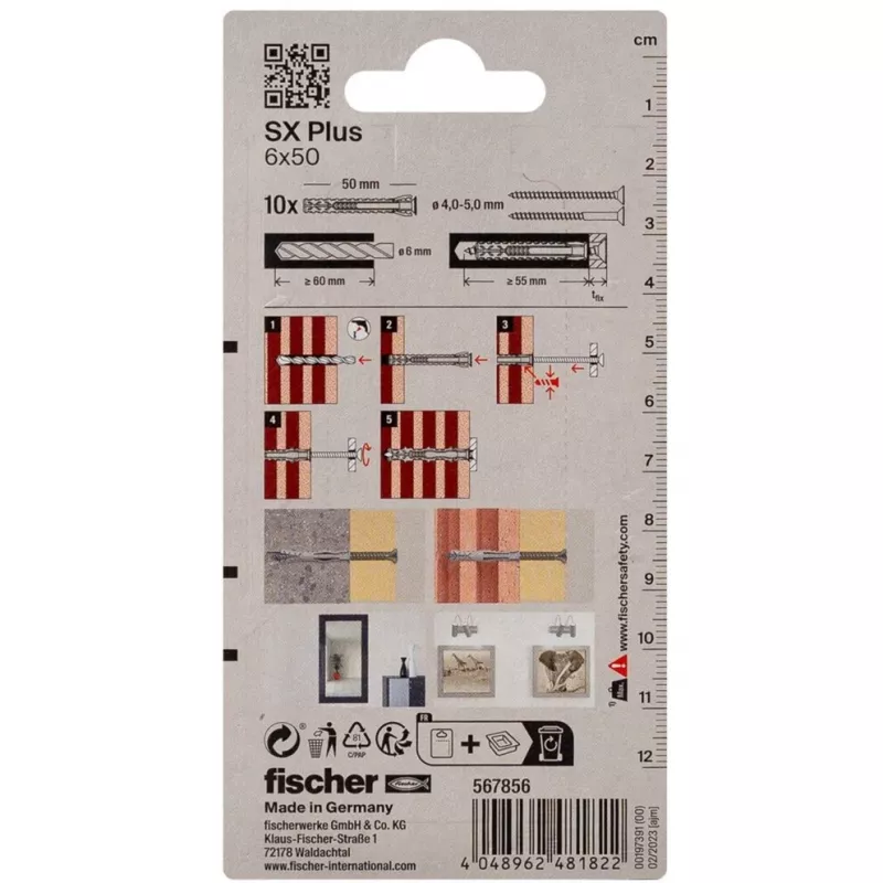 Fischer SX Plus rozperná hmoždinka 6x50 mm (10 ks) 567856