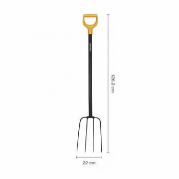 Fiskars Solid kompostové vidly s hlavou z borovej ocele a D rukoväťou, 4 hroty, 1220 mm